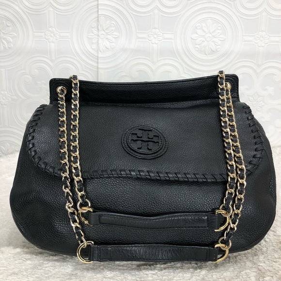 Tory Burch Handbags - 🌸OFFERS?🌸Tory Burch Pebbled Leather Whipstitch Black Purse